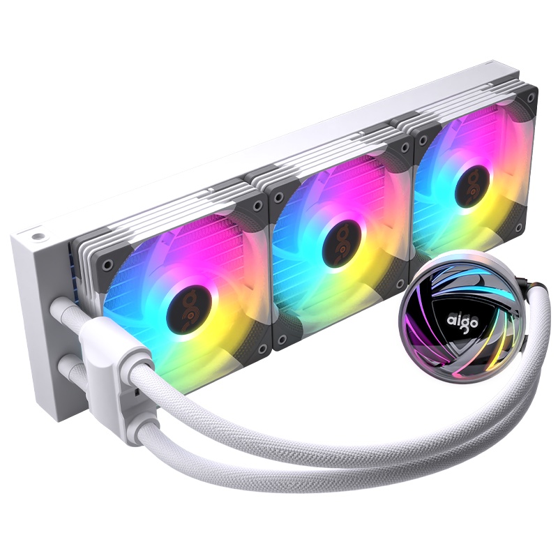 爱国者银河T360一体式水冷CPU散热器PWM温控风扇 散热器套装台式电脑机箱幻彩风扇炫彩ARGB灯效 白色[5V3针]