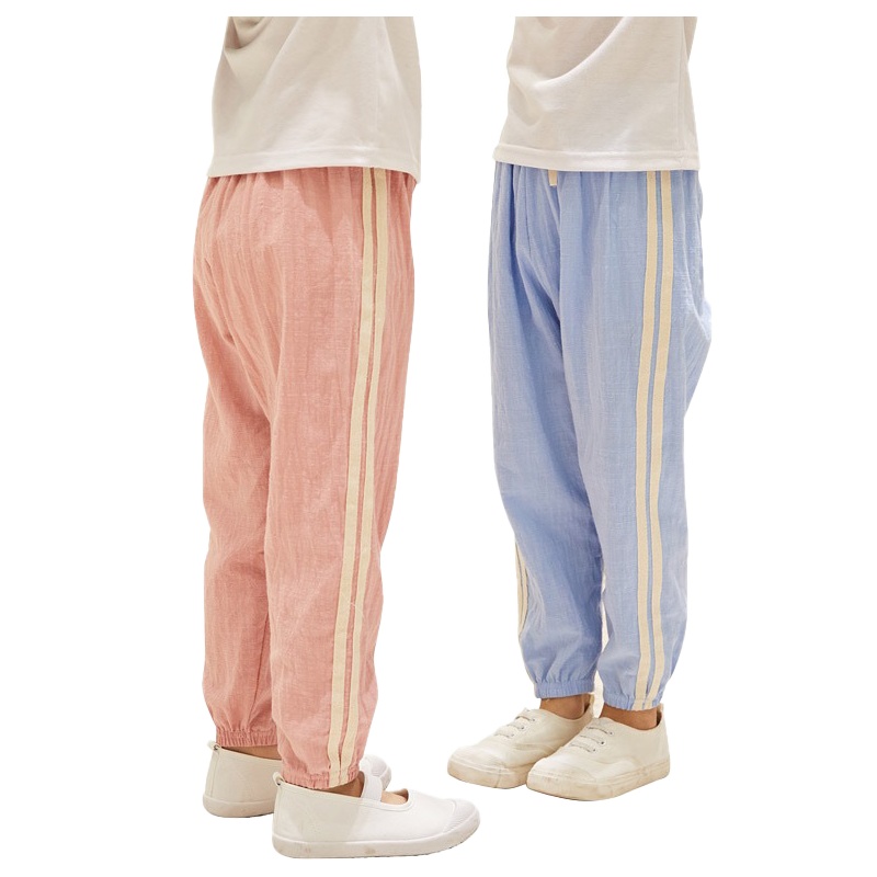 最喜家2020韩版儿童棉麻竹节防蚊裤 男童女童灯笼裤 夏季长裤 儿童运动裤子