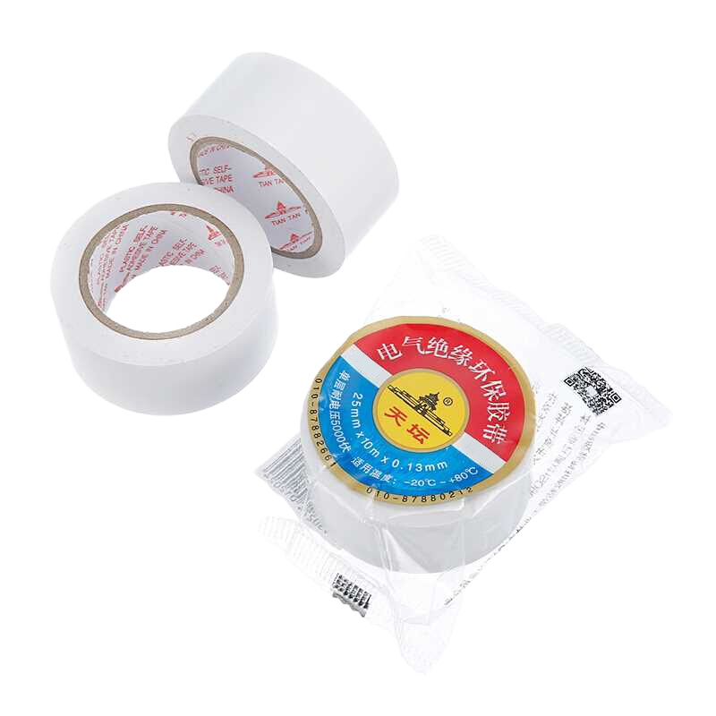 天坛 PVC面胶带 电工胶布 25mm*10米 白 (10盘)