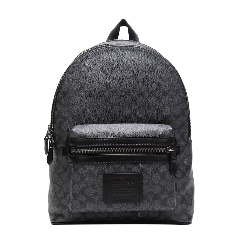 COACH 蔻驰 奢侈品 男士男生专柜款黑灰色人造革双肩包