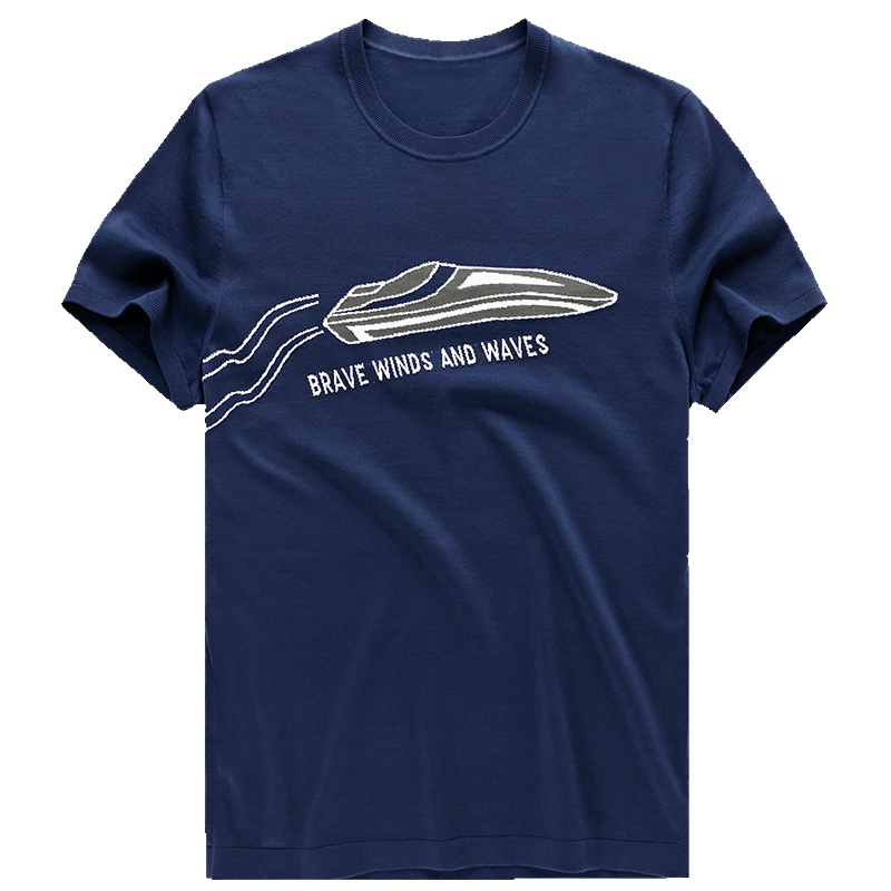 布先生新款纯棉短袖T恤衫 针织印花圆领男夏装上衣 AT10557