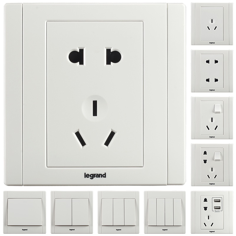 tcl罗格朗(Legrand)开关插座面板官方旗舰店家用86型多孔墙壁暗装美涵雅白二三插5五孔USB空调16A电源插座