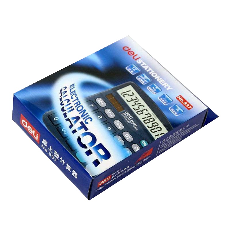 得力 837ES 双电源桌面通用办公计算器 12位大屏幕桌面计算机 5个装(单位:件)