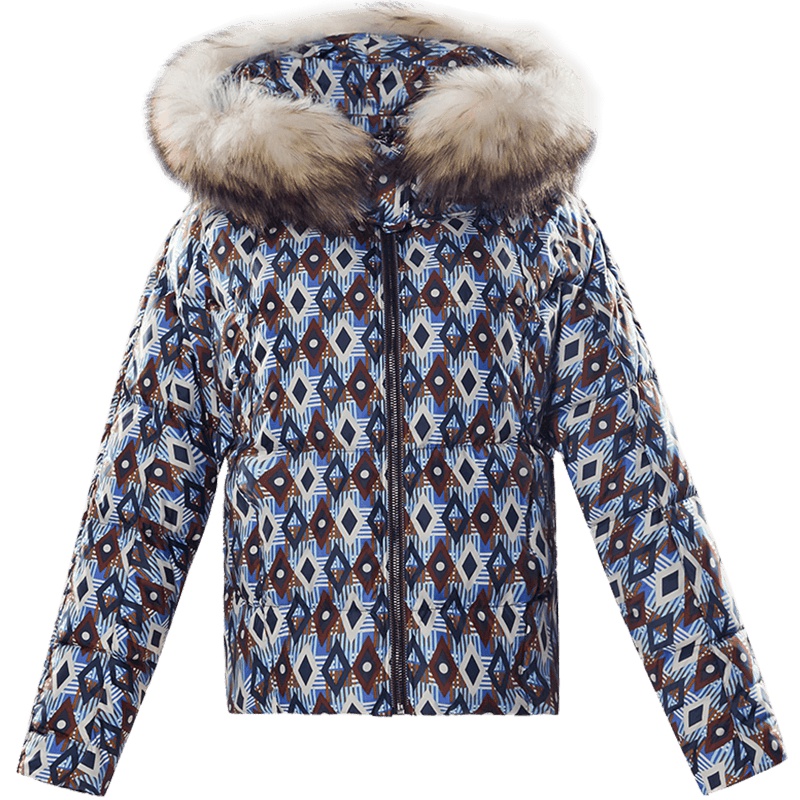 ERAL/艾莱依大毛领短款连帽羽绒服女修身显瘦12120/FDAA