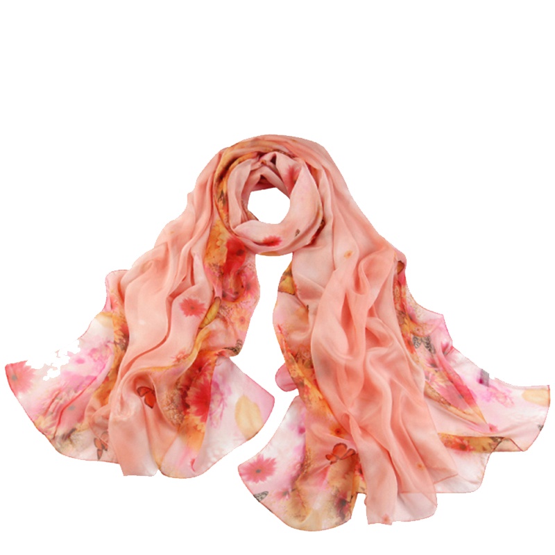 HangKey 春秋夏季上海故事丝巾 kT22180-ya93 女士纱巾薄款 橙色