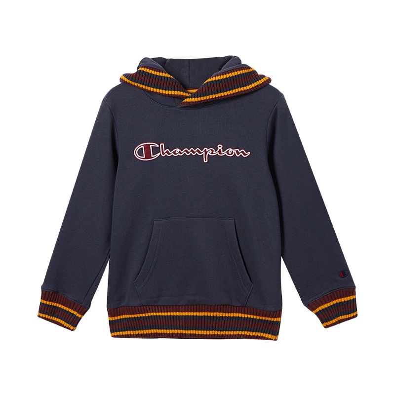 Champion/冠军男女童混纺连帽套头衫经典logo图案高端儿童卫衣/帽衫