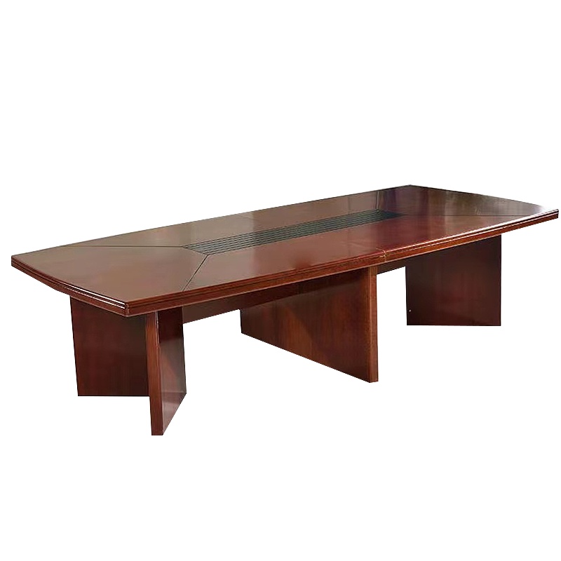 质凡油漆会议桌长桌实木贴皮会议台洽谈接待条形会议室桌子