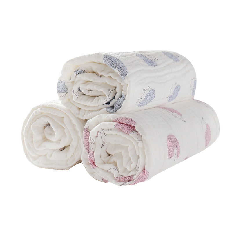 gb好孩子优雅的刺猬6层纱布方形被蓝色120*120cm*1