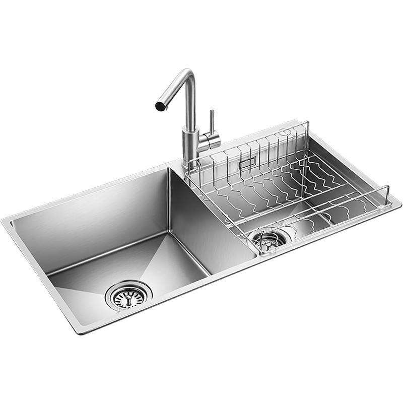 欧琳水槽手工槽台上盆双槽9202 不锈钢洗碗盆洗菜池套装龙头