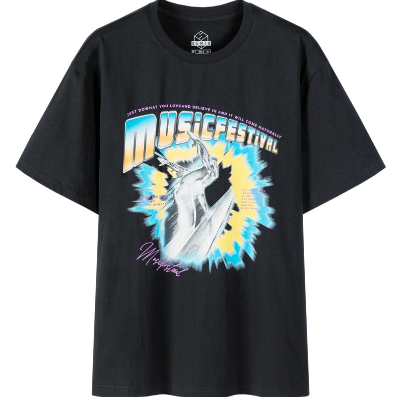 【满198减100预估价：38】森马短袖T恤男士夏季圆领宽松体恤学生个性时尚休闲上衣