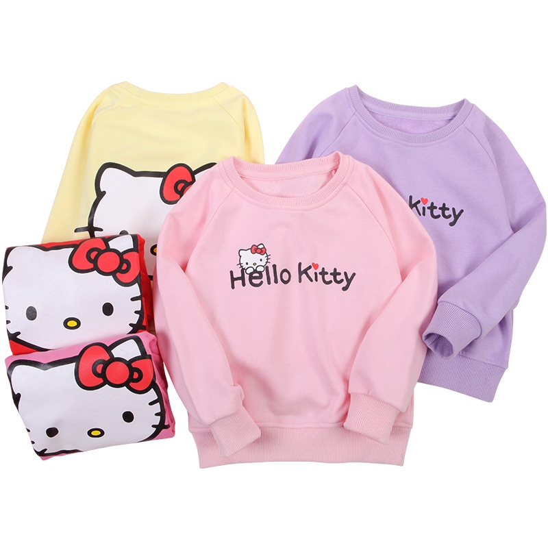 hellokitty女童卫衣棉春夏薄款儿童红色春装中大童小女孩上衣卡通透气