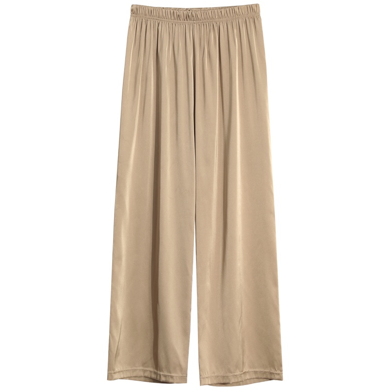 红豆居家春夏新款女士仿真丝长裤女式纯色丝滑舒适简约休闲风家居裤