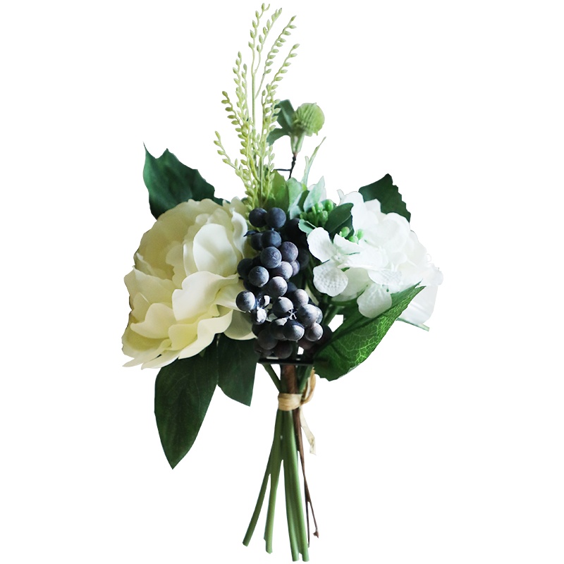 墨斗鱼 仿真花套装 客厅花瓶插花仿真植物园林假花装饰花餐桌仿真绿植 浆果大丽花束奶白色6583