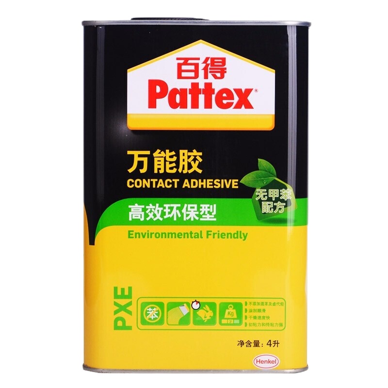 汉高百得(Pattex)万能胶 木工胶水 强力胶地板胶木板胶高效环保型PX4E*4L