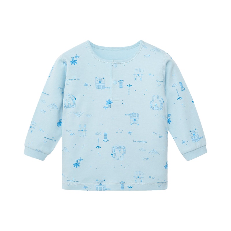 丽婴房儿童新生儿针织纯棉内衣2021年春季新款婴幼儿两粒扣上衣