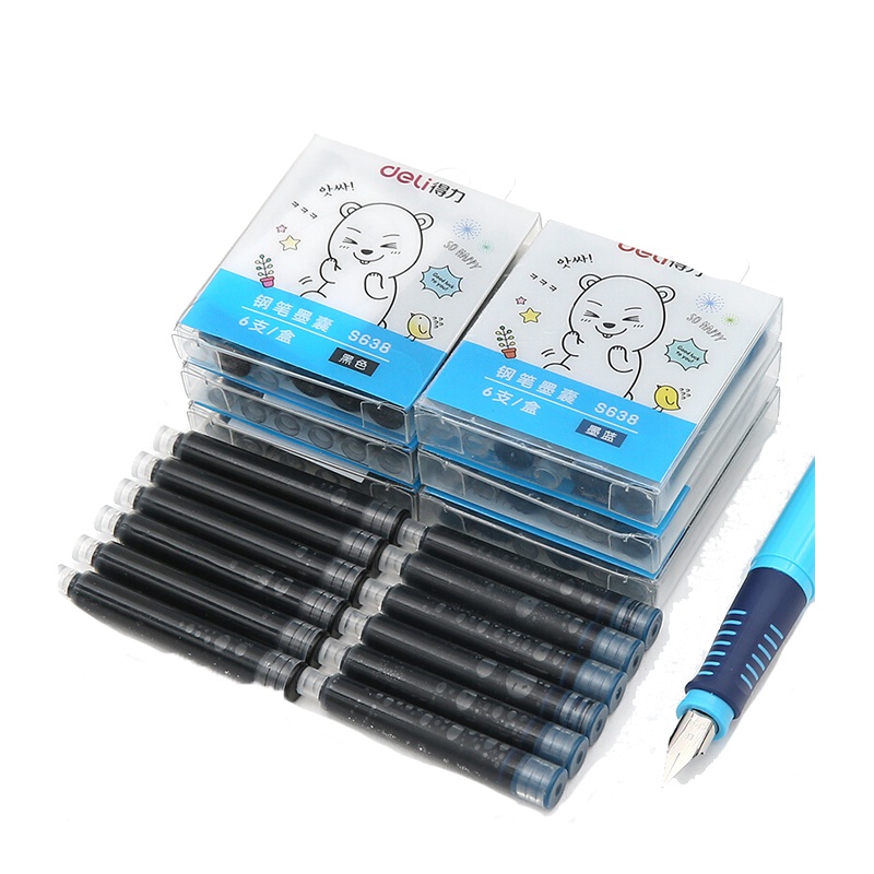 得力(deli) s638 钢笔墨囊 可替换墨水钢笔替芯 颜色可选30支装