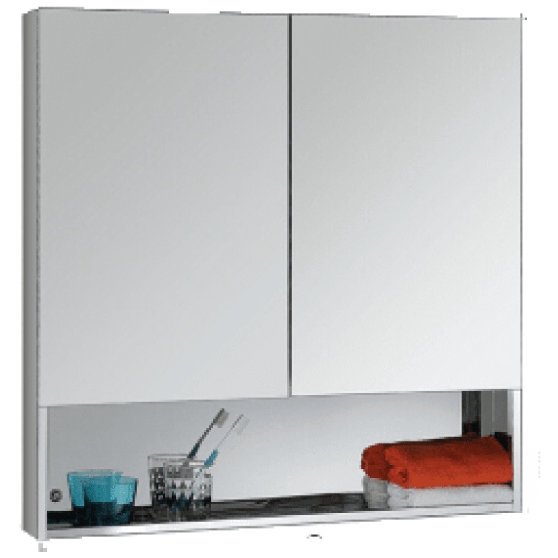 304不锈钢镜柜挂墙式卫生间梳妆浴室镜子带置物架厕所镜子吊壁柜安心抵