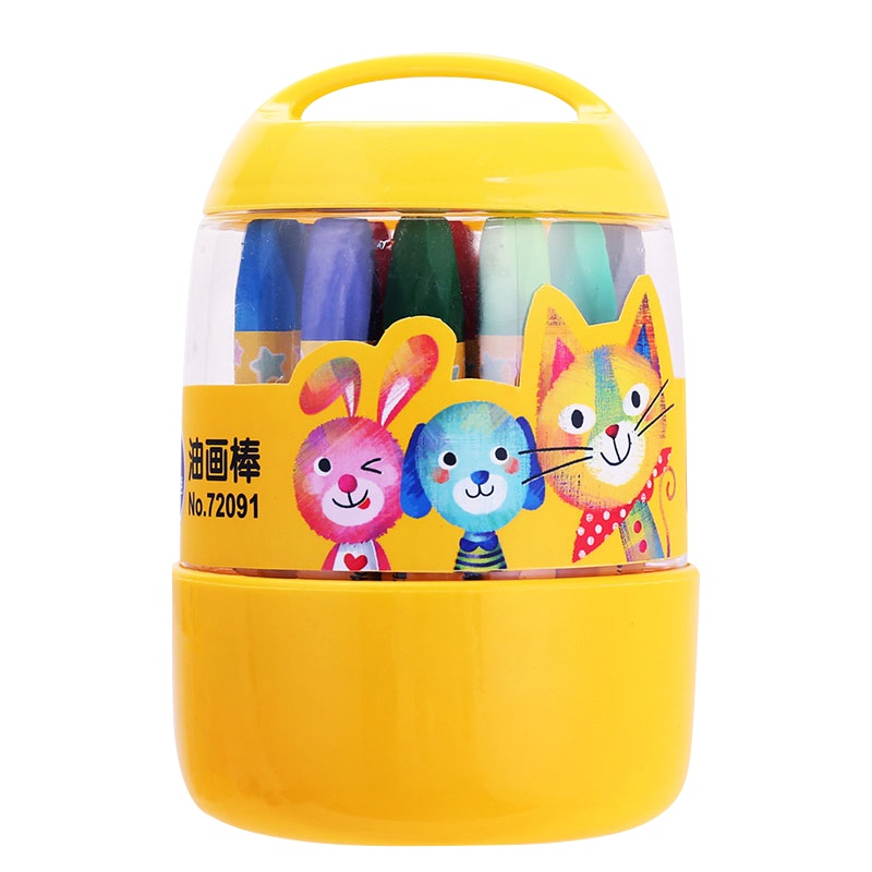得力画笔小学生美术绘画涂色油画棒18色幼儿园安全水溶性可洗画画蜡笔油画笔彩绘棒无毒可水洗72091