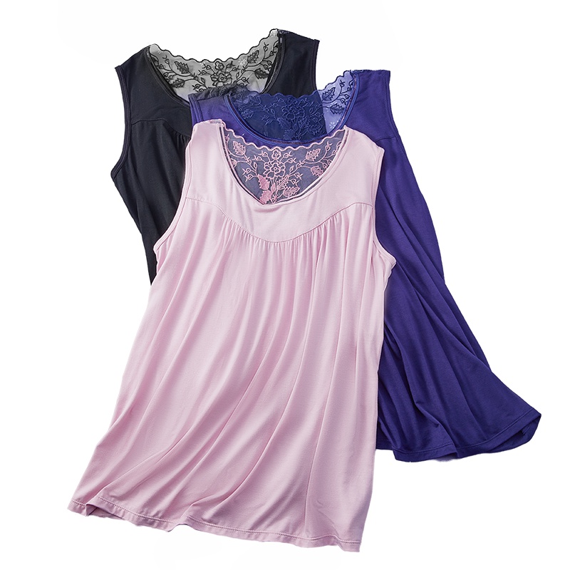 ENK女式性感宽松蕾丝美背女士吊带打底背心女内衣