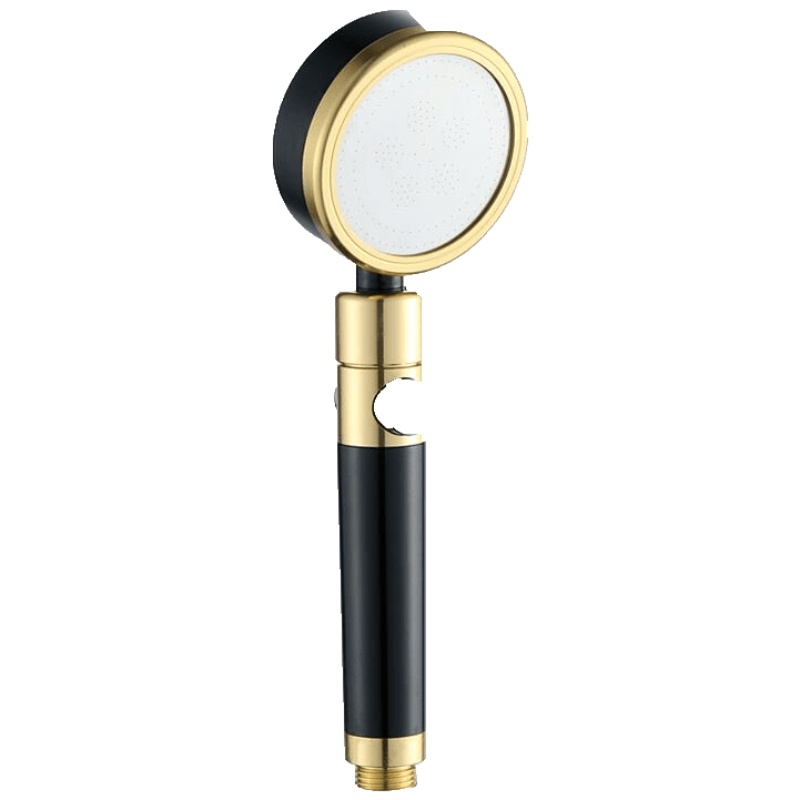 品牌直营> 太空铝合金带开关花洒喷头可拆洗一键止水增压单淋浴喷头黑色安心抵