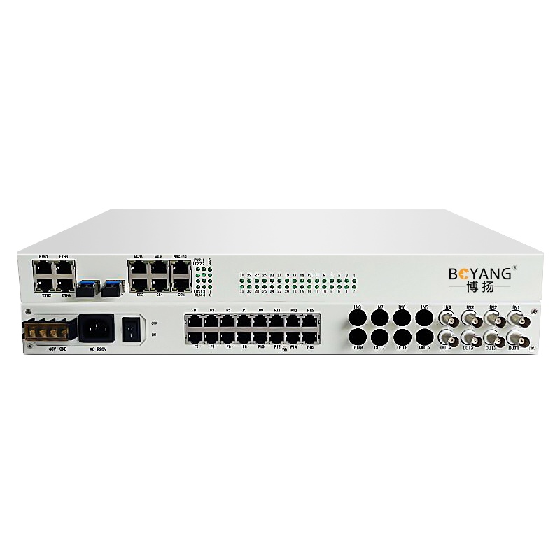 博扬 综合业务电话光端机 4E1+20路电话+4路千兆以太网物理隔离 10G光口LC单纤40km机架式1对