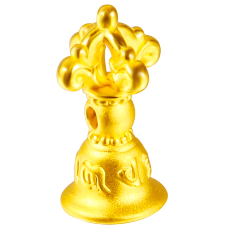 3D硬金驱魔铃足金999佛系法器黄金吊坠手串送长辈礼佛坠子