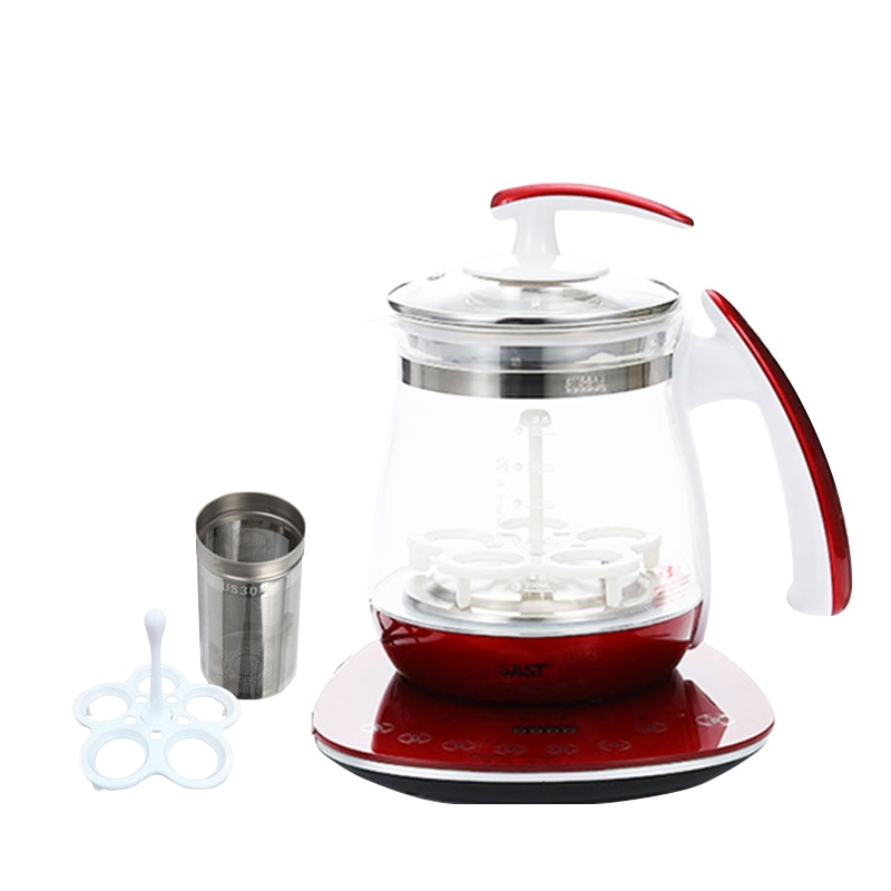 先科SAST XH-808D 电水壶 1.5L花茶壶 智能感温800W多功能茶壶超薄机身带过滤网 烤漆红(单位:件)