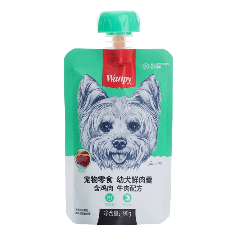 顽皮Wanpy宠物零食幼犬用鲜肉羹含鸡肉+牛肉配方90g