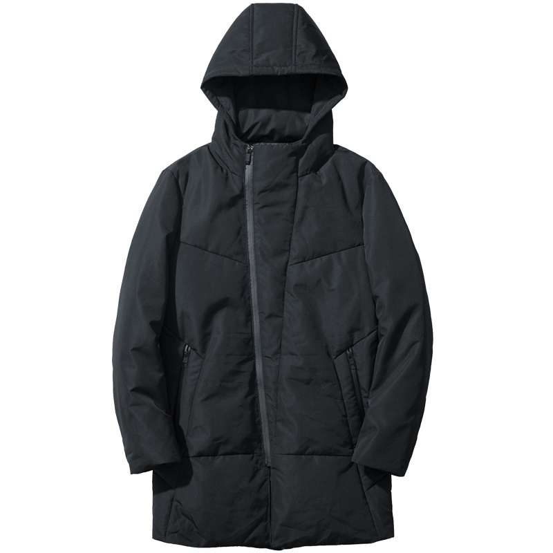 千纸鹤男休闲羽绒服时尚男士青年中长款连帽厚外套帅气男装60090