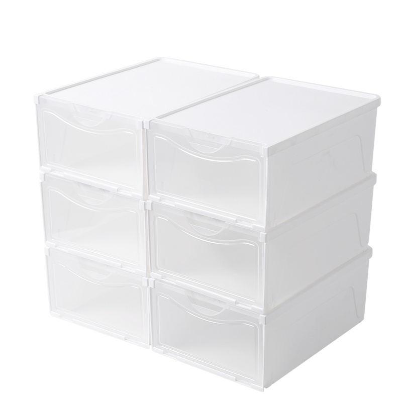 美丽雅 家用玄关鞋子整理收纳箱可叠加组合侧开式鞋盒(6套/组)