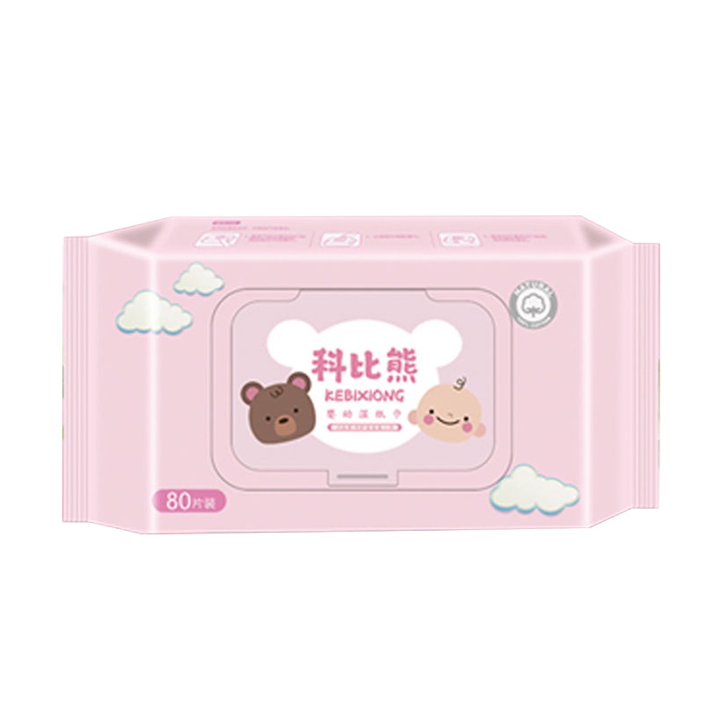 四大包科比熊婴儿专用湿巾婴儿手口专用湿纸巾成人学生湿巾纸新生儿大包带盖湿巾