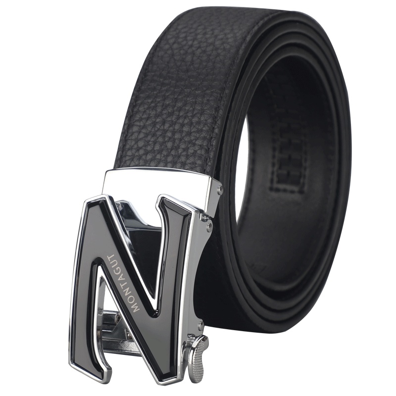 梦特娇皮带男 头层牛皮 自动扣 时尚复古 Z字扣头 外穿商务休闲 男士真皮腰带