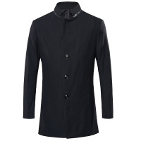 杉杉（FIRS）风衣男 简约立领纯色休闲中长款外套男