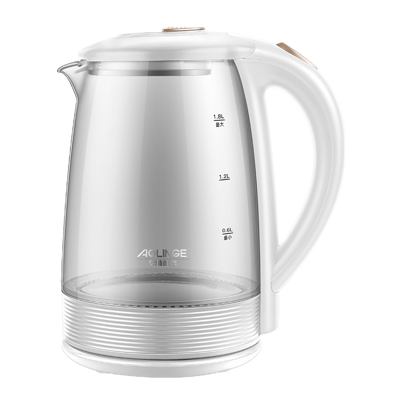 奥林格(AOLINGE)ALG-B9玻璃电水壶家用电热水壶自动断电热水壶烧水壶304不锈钢煮茶壶烧水器1.8L 白色