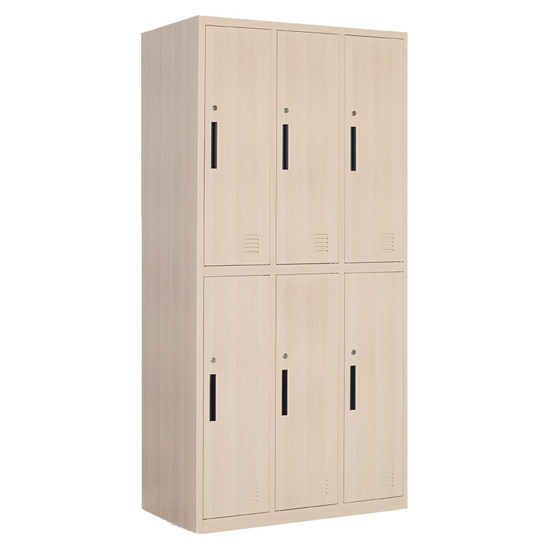 贞合 铁皮柜宿舍带锁储物柜多门柜员工存包柜鞋柜浅樱桃木四门更衣柜
