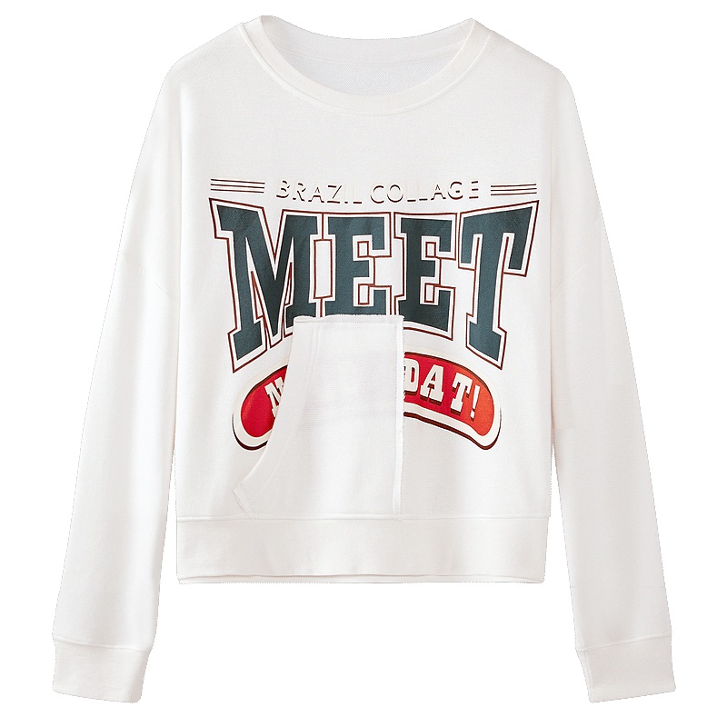 2019爱居兔秋季女装字母图案设计长袖针织上衣