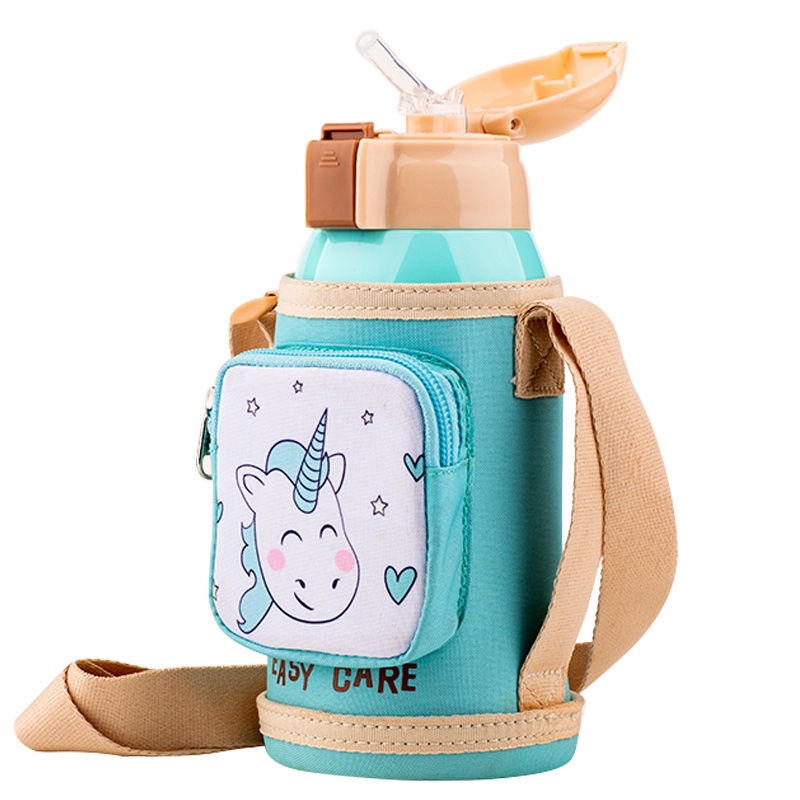 伊斯卡尔(Easy Care)600ml儿童保温杯防漏防喷水杯婴儿学饮杯宝宝吸管杯保温水壶蓝色孕婴童保温杯