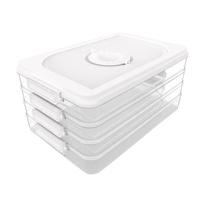 4层饺子盒冰箱保鲜盒收纳盒长方形冷冻水饺盒馄钝盒带盖托盘可微波炉加热