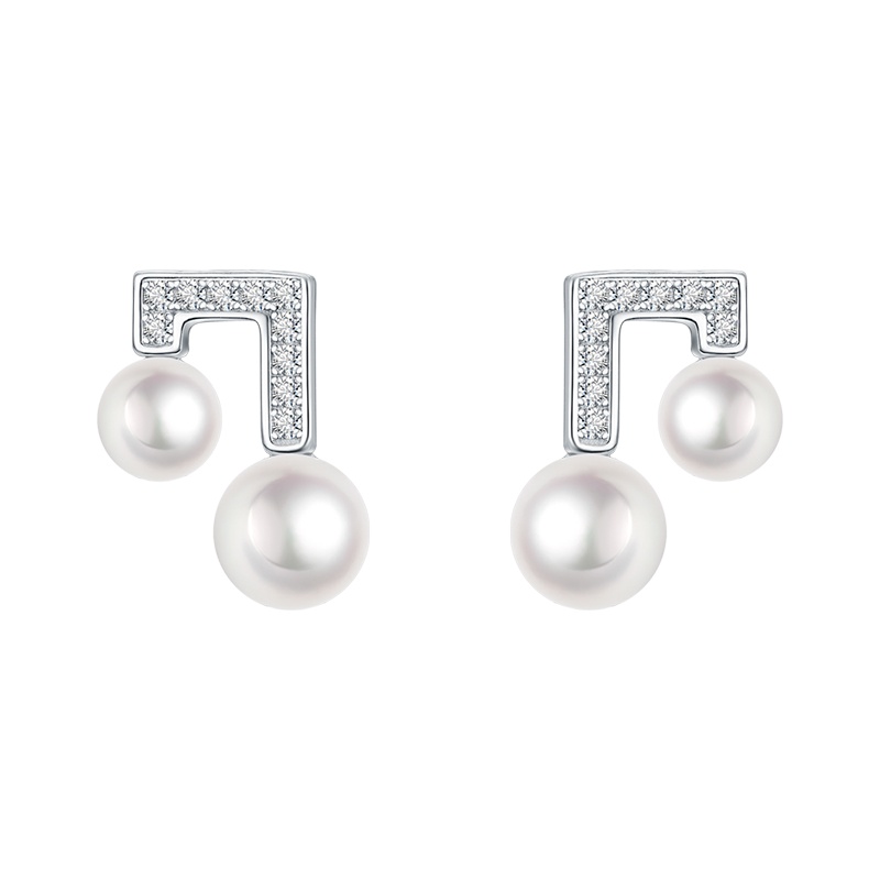 DTOTO 纯银防过敏简约耳饰百搭气质精致优雅音符珍珠耳钉