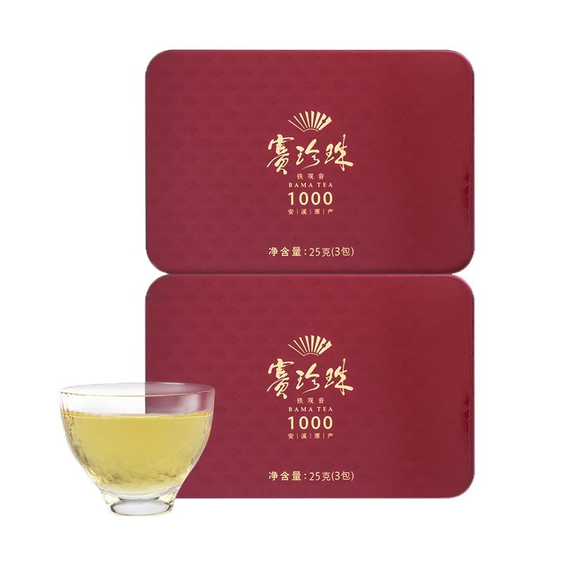 八马茶叶 迷你赛珍珠1000 安溪浓香型特级铁观音乌龙茶 小礼盒装25g*2盒