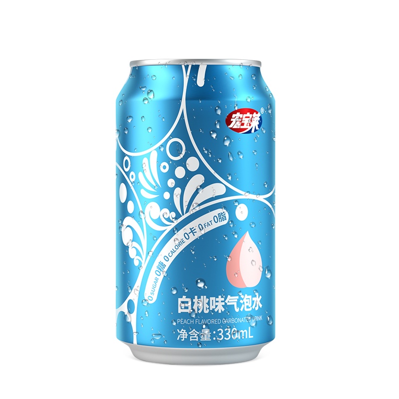 宏宝莱白桃味气泡水 330ml*12罐装饮料