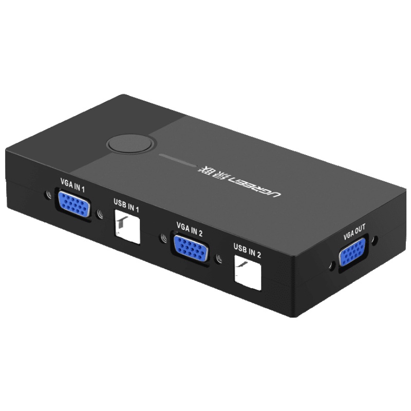 绿联KVM切换器VGA切屏器2进1出USB多功能共享两台电脑接一台显示器