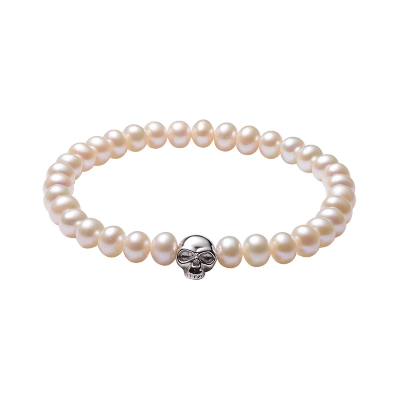 京润珍珠 恋语 6-7mm馒头形S925银镶淡水珍珠手链 馒头珠珠宝送女友 珠宝宠自己送妈妈