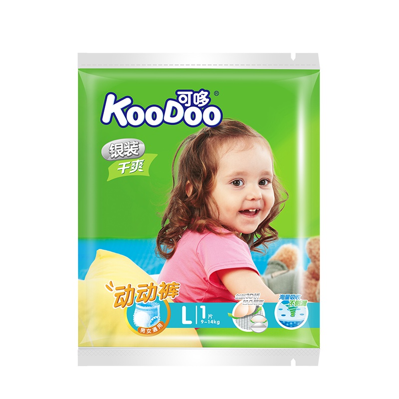 可哆(KooDoo)婴儿拉拉裤动动裤旅行装单片装L码*1片