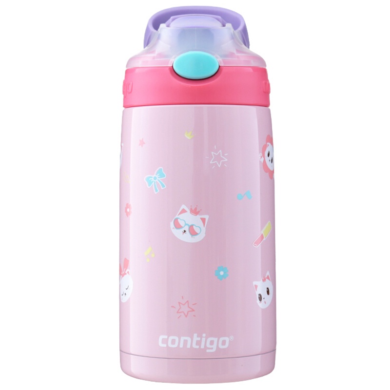 美国contigo康迪克母婴幼儿童保温杯防漏吸管杯水杯男女宝宝学生用保温水杯HBC-GIZ078-甜心猫 400ml