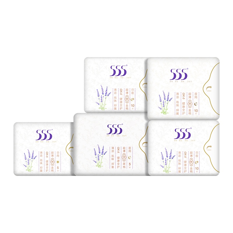 555抑菌超薄卫生巾女日用夜用组合装整箱超长姨妈巾40片