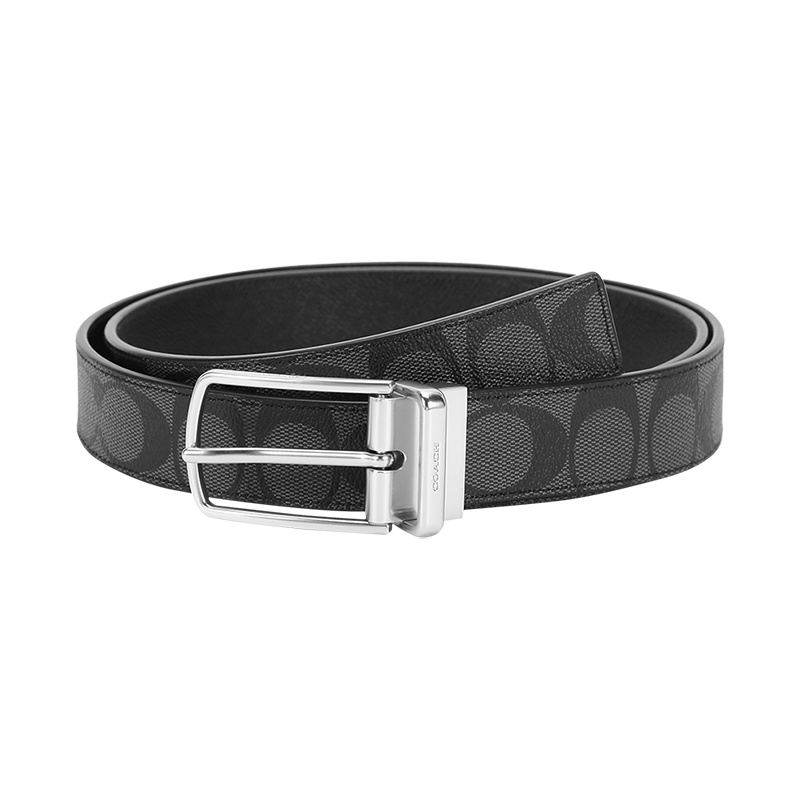 [品牌直供] COACH 蔻驰 男士专柜款涂层帆布配皮针扣式双面皮带腰带321