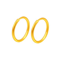 手拉手(Slaso) 足金999耳饰女款 黄金耳钉耳坠经典简约圆圈光面金耳环