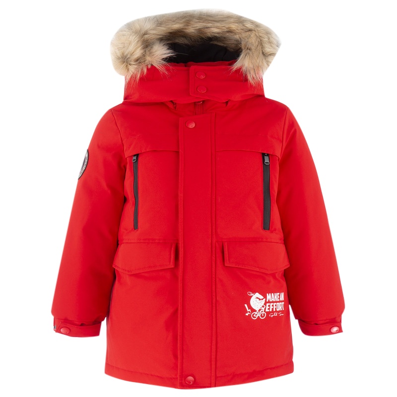 高梵童装2019秋冬新款反季卡通印花中长款儿童羽绒服白鸭绒男童