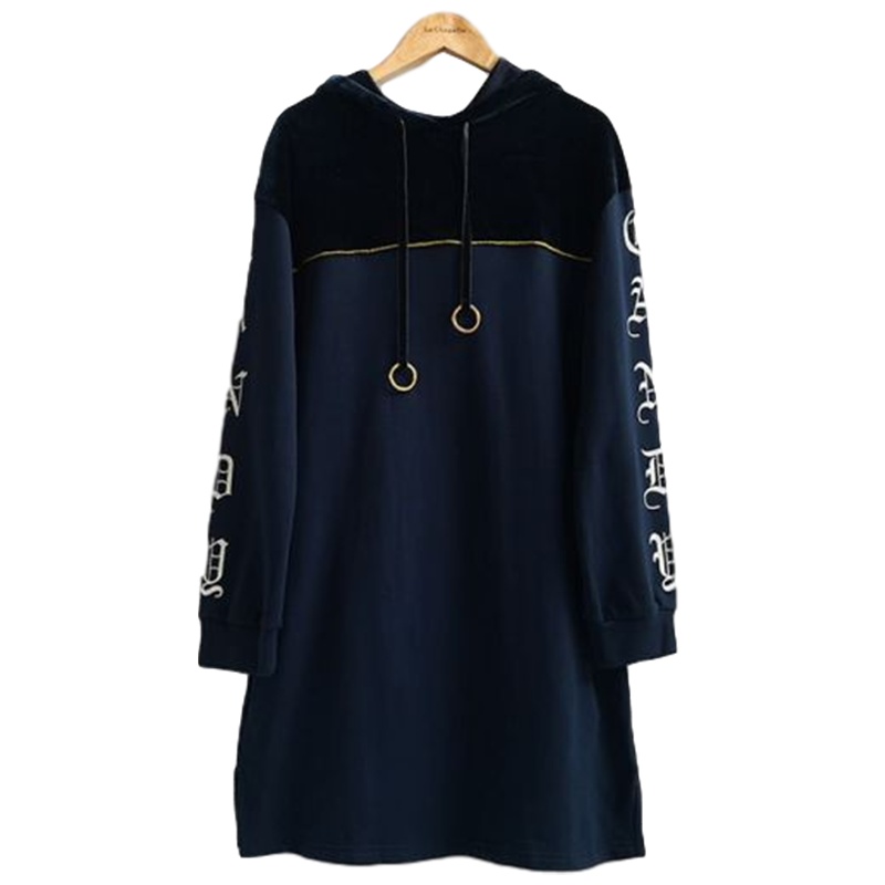 【福利款】拉夏贝尔Candie's秋季新款宽松显瘦长袖拼接短连衣裙子30071135